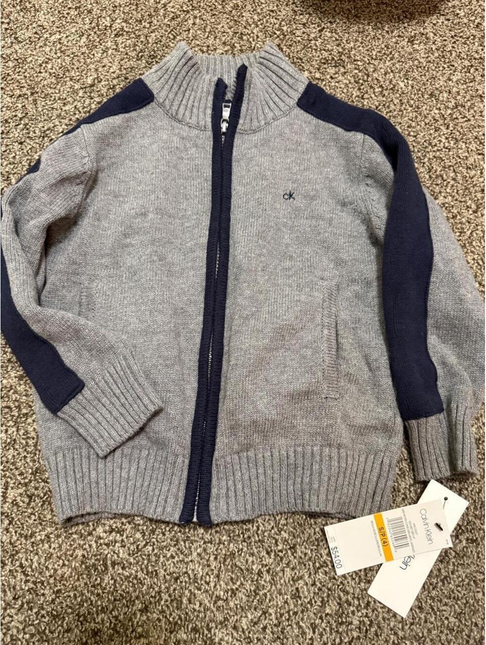Calvin Klein Kids Full-Zip Colorblock Knit Cardigan Sweater Sz small/petite (4)